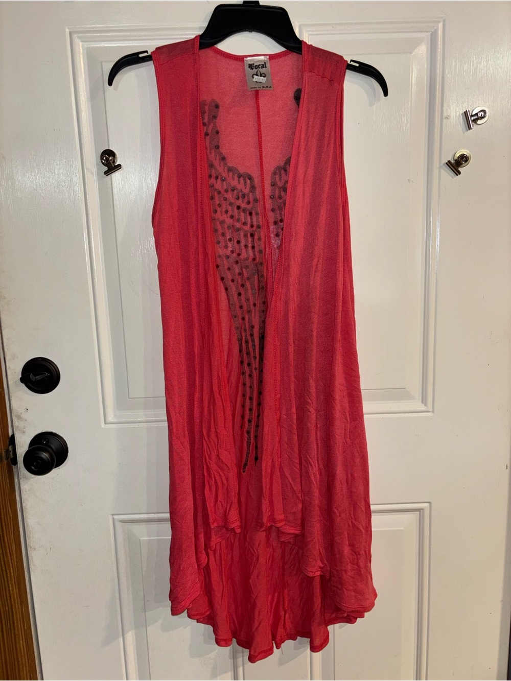 Vocal Coral-Red Sleeveless Swim Coverup Vest